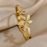 Trendy Gold Flower Cuff Bracelet for Women