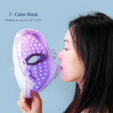 7-Color LED Facial Mask with Neck Therapy for Anti-Aging, Wrinkle Reduction & Skin Whitening