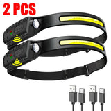 Rechargeable LED Headlamp – Waterproof, USB Charging, Adjustable Brightness for Camping, Hiking, Running, and Night Activities