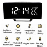 LED Digital Alarm Clock with Temperature & Humidity Display, 3 Alarms, Auto Brightness