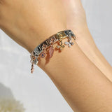 Moon Charm Stainless Steel Bracelet Link with CZ Accents