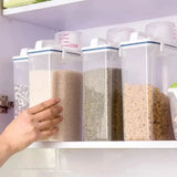 Recipiente de cocina con taza medidora para almacenar arroz y cereales de 2 l