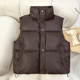 Women’s Thick Cotton Down Vest – Casual Outerwear for Autumn & Winter