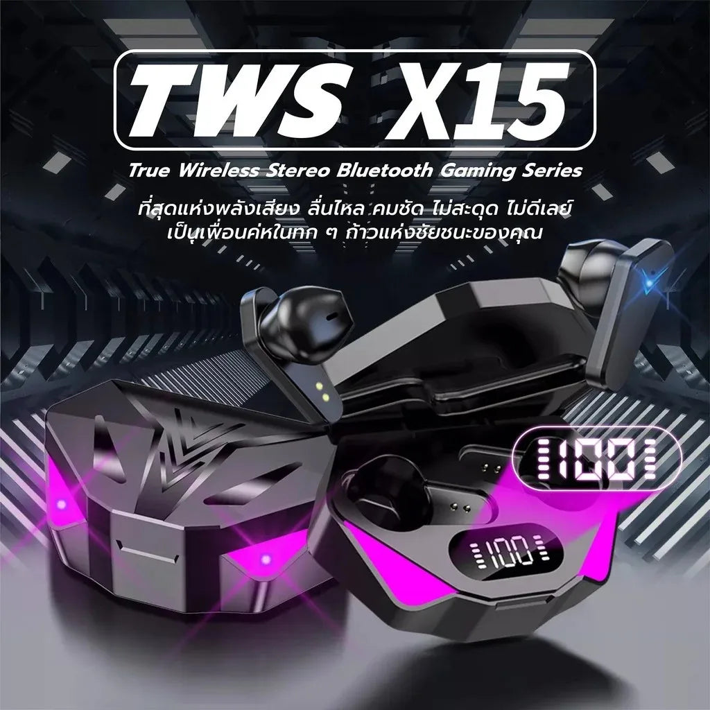 Auriculares para juegos X15 TWS: auriculares inalámbricos Bluetooth con sonido estéreo 9D y de alta fidelidad