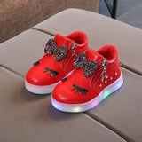 Kids' LED Light-Up Sneakers with Rhinestones - Anti-Slip Casual Shoes for Boys & Girls