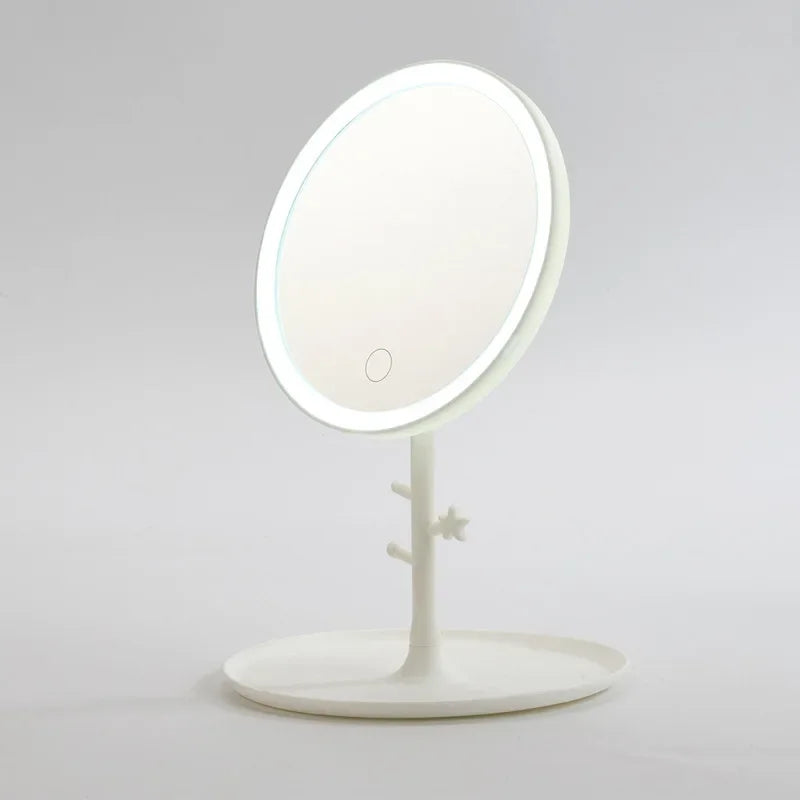 LED Touch Screen Makeup Mirror with 3 Light Modes – USB Rechargeable & Portable
