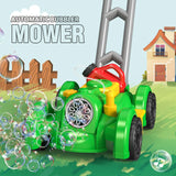 Electric Mower Trolley Bubble Machine – High-Speed Rainbow Bubble Gun for Kids