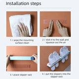 Estante para zapatillas de baño montado en la pared: ahorra espacio, no necesita perforaciones, zapatero de una sola pieza para una fácil organización del baño