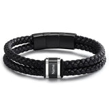 Personalized Name Leather Bracelet for Men – Magnetic Clasp Custom Wristband