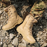 Men’s High-Top Leather Combat Boots – Breathable, Non-Slip Hiking & Outdoor Ankle Boots