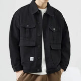 Men's Safari Style Denim Jacket – Single-Breasted, Regular Fit for Spring & Autumn