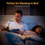 USB Rechargeable Book Light - 3 Color Modes, 8 Brightness Levels, Eye-Care Reading Lamp