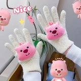 Hello Kitty Touchscreen Gloves – Kawaii Coral Fleece, Warm Winter Gloves for Women