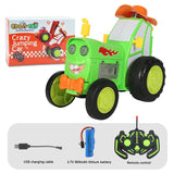 Mini coche acrobático RC con luces y música: camión de control remoto con saltos locos | Giro de 360°, marcha erguida, juguete recargable para niños