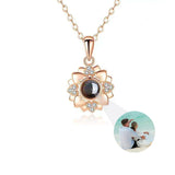Personalized Photo Projection Necklace with Rose Pendant