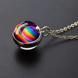 Trendy Glass Ball Pendant Necklace – Unisex Zinc Alloy Chain Link Design
