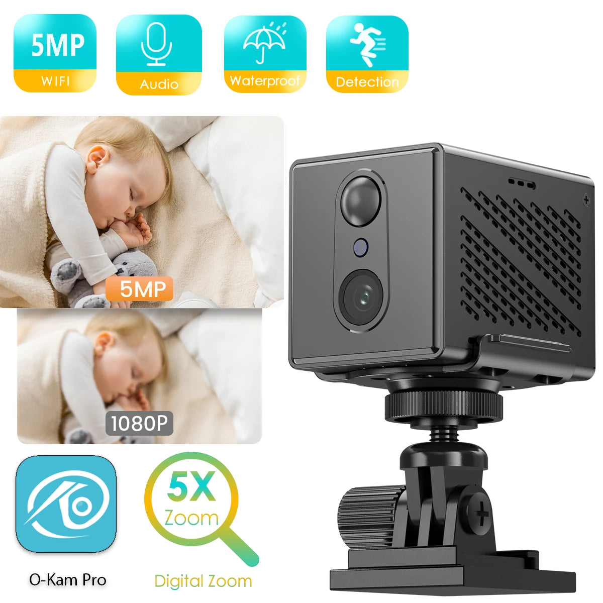 5MP Smart WiFi Security Camera with Auto-Tracking & Night Vision | Indoor & Outdoor Surveillance