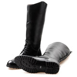Men’s Knee-High Motorcycle Boots – PU Leather Winter Riding Boots with Zipper Closure