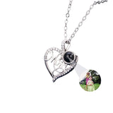 Personalized Photo Projection Necklace with Rose Pendant