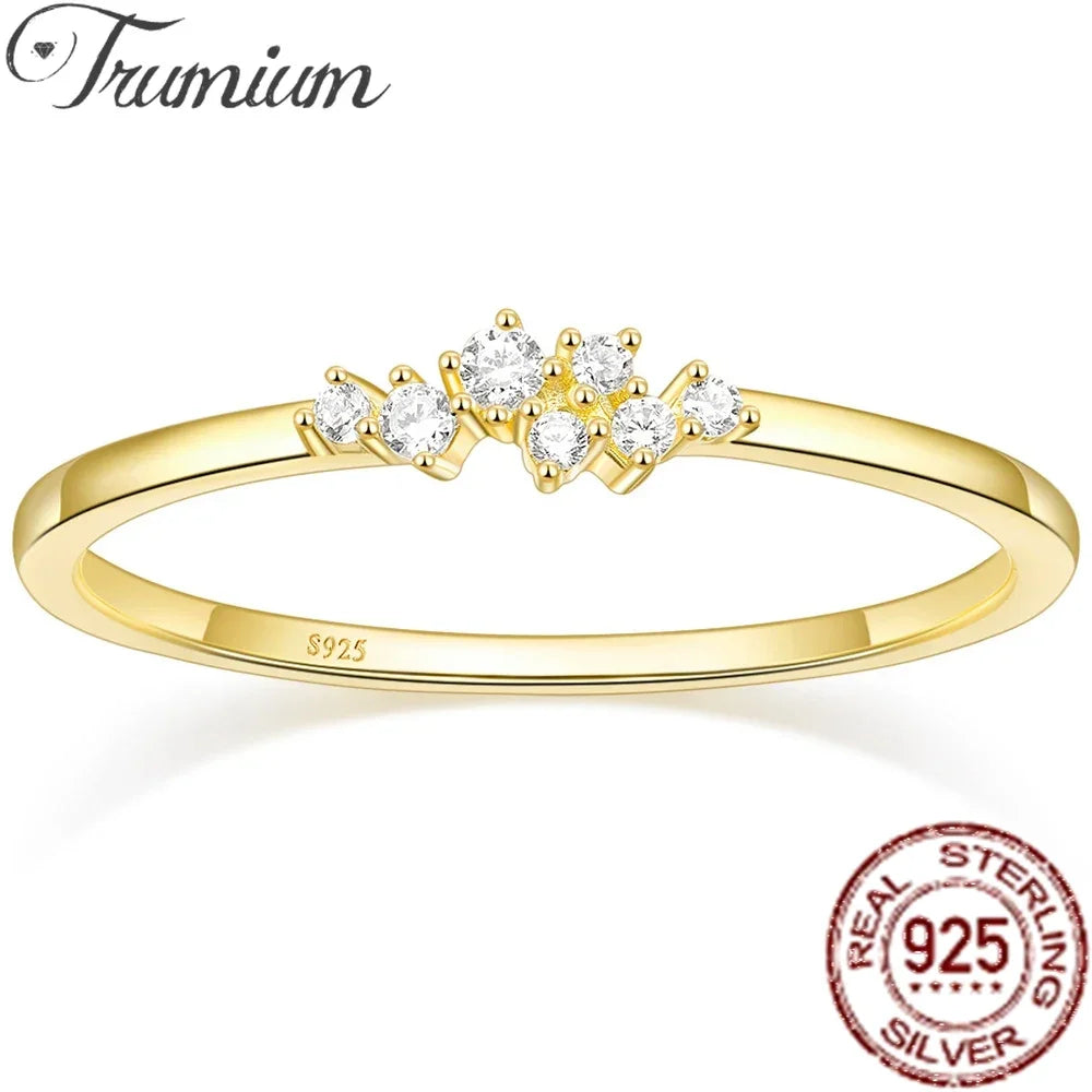 Alianza de boda Trumium de 1,5 mm con circonita cúbica bañada en oro de 14 quilates en plata de ley 925: anillo de compromiso delicado y apilable para mujer