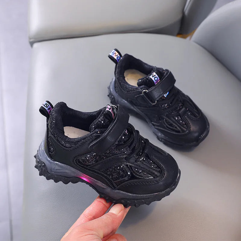Unisex LED Light-Up Sneakers for Kids – Hook & Loop Spring Shoes (Ages 4–6)