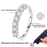 D Color Moissanite Wedding Band – 925 Sterling Silver Eternity Ring with GRA Certificate