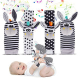 Baby Rattle Toy Set - Soft Stuffed Animal Wrist & Foot Rattles for Newborns 0-12 Months