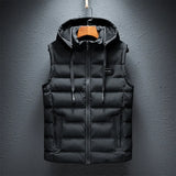 Brand Mens Jacket Sleeveless Vest Hooded Fashion Casual Coats Male Cotton-Padded Men's Vest Men Zipper Waistcoats Plus size 6XL
