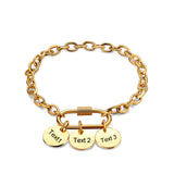 Personalized Stainless Steel Link Bracelet - Custom Name & Date Engraved Jewelry for Women