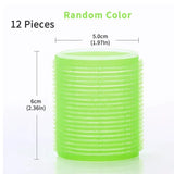 12-Piece No-Heat Self Grip Hair Rollers Set for All Hair Types