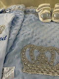 Luxury 5-Piece Newborn Take-Home Set with Jewelry Crown, Mittens, Hat, Shoes & Blanket