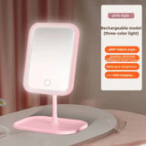 Dimmable LED Makeup Mirror with Memory Function – 360° Rotating USB Vanity Mirror