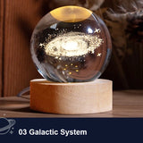 Glowing Crystal Ball LED Night Light with Solar System Design