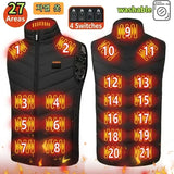 Men's Winter 27 Zone Heating Vest Jacket USB Smart Electric Sleeveless Jacket Self-heating Clothes Women's Snow Warm Padded Coat