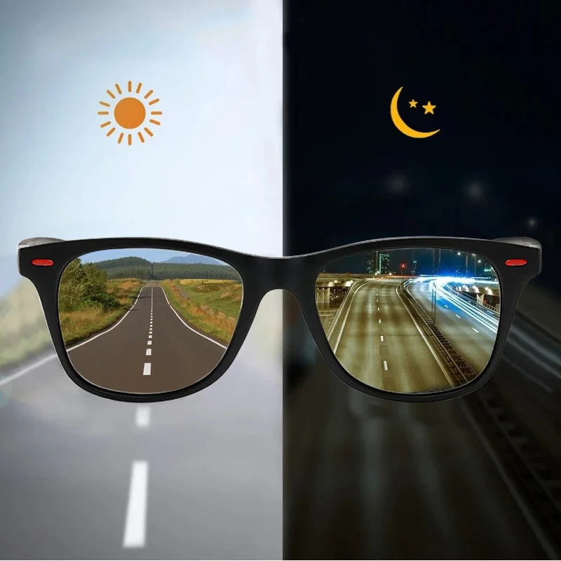 Gafas de sol polarizadas con visión nocturna: gafas de conducción UV400 para hombres con marco de PC