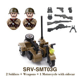 WW2 Military Building Blocks Set - Army Soldier & Motorcycle Model Kit