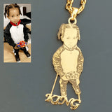 Custom Photo Nameplate Necklace - Personalized Engraved Portrait Pendant for Women