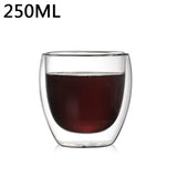 Taza de vidrio de doble pared resistente al calor: taza transparente hecha a mano para café, té y cerveza 