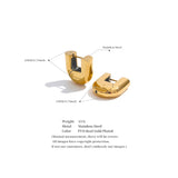 18K Gold-Plated U-Shape Hoop Earrings – Waterproof Stainless Steel Fashion Jewelry for Women