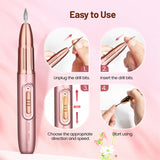 Cordless Electric Nail Drill for Manicure & Pedicure – 4 Speed Settings, Low Noise, Portable Nail Art Tool