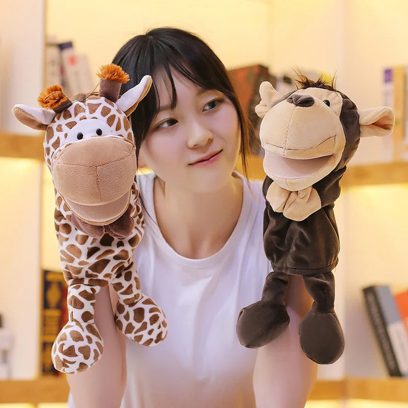 Cartoon Animal Hand Puppets - 35cm Plush Lion, Elephant & Pig Parent-Child Interactive Toys
