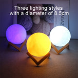 3D Moon LED Night Light with Button Battery – Portable Soft Glow Lamp