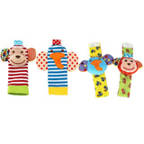 Baby Rattle Toy Set - Soft Stuffed Animal Wrist & Foot Rattles for Newborns 0-12 Months