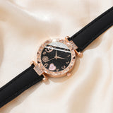 6-Piece Women's Watch Set – Luxury Leather Strap, Quartz Movement, Fashion Bracelets