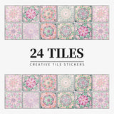 24 pegatinas de azulejos con diseño de mandala: autoadhesivas, impermeables y extraíbles para decoración de pared de cocina y baño