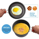 Juego de utensilios de cocina para acampar: juego de vajilla y utensilios de cocina para exteriores antiadherentes con tetera