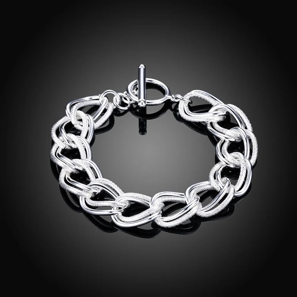 Pulsera de cadena sólida cuadrada de plata esterlina 925 noble para mujeres y hombres, amuleto para fiesta, regalo de boda, joyería de moda
