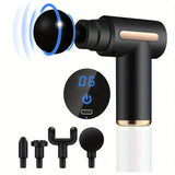 Portable Electric Massage Gun with LED Touchscreen and 4 Replaceable Heads for Deep Tissue Relief