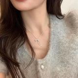 Elegant Bow Pendant Necklace – Silver Clavicle Chain for Women