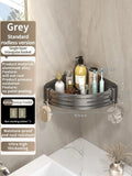 Estante de baño de aluminio sin taladros: estante de almacenamiento y champú para montaje en pared